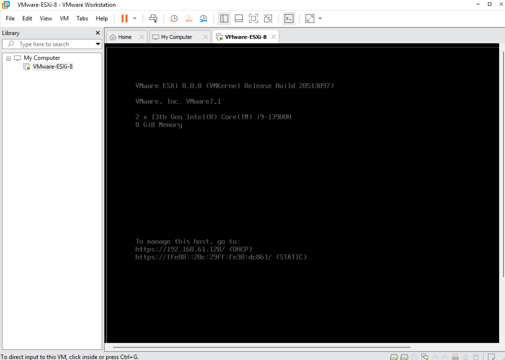 วิธีติดตั้ง VMware ESXi 8