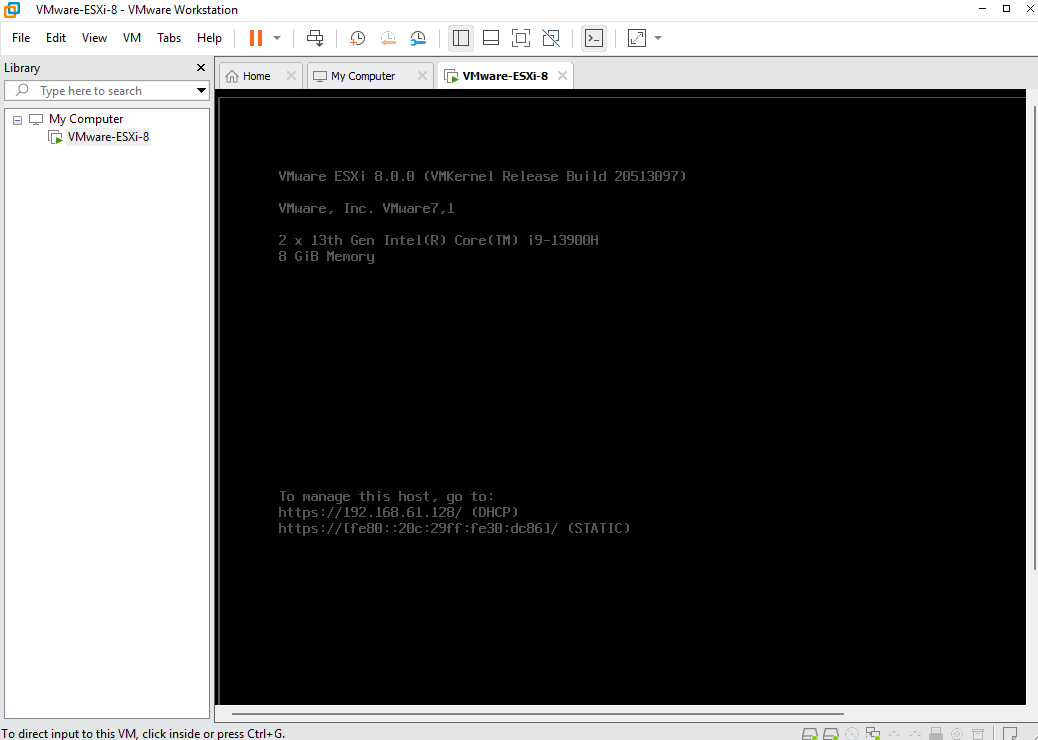 วิธีติดตั้ง VMware ESXi 8