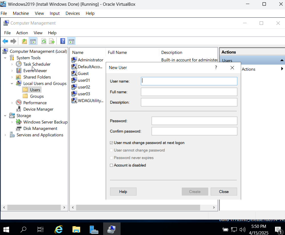 วิธีเพิ่มผู้ใช้ Local User บน Windows Server 2019